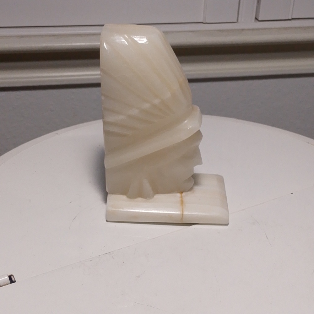 Vintage Native American Head Polished Onyx Bookend